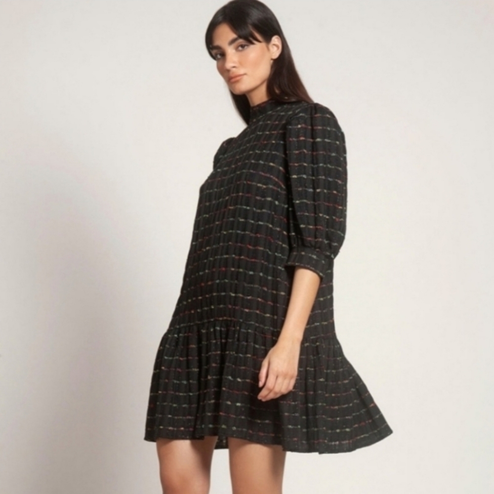 Fresha Toulin Dress in Metallic Black New Small UK 10 US 6